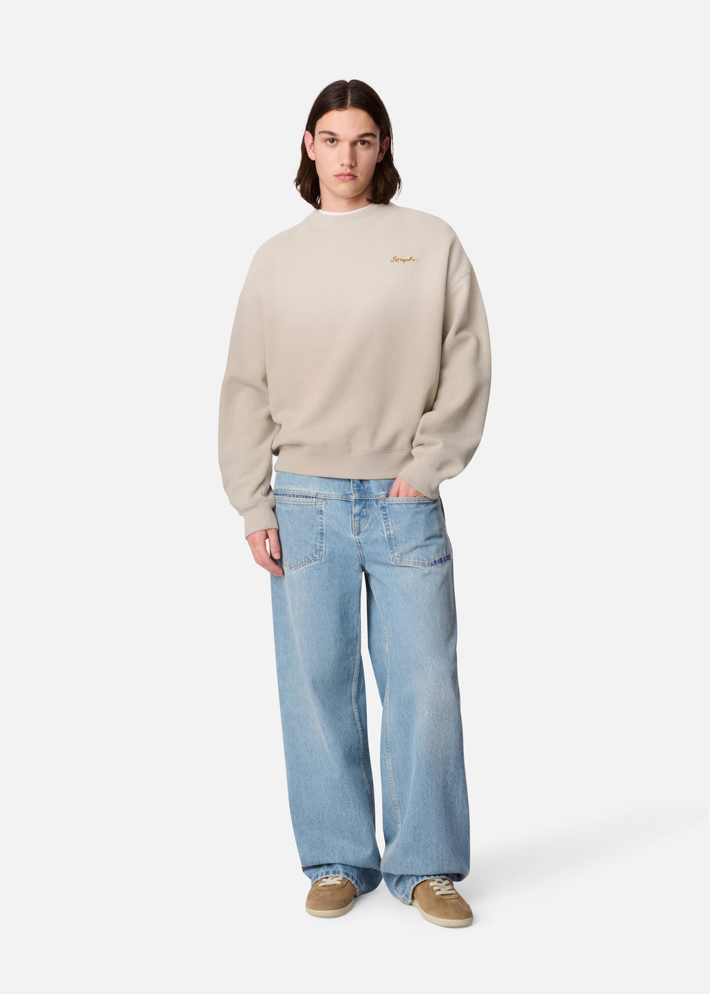 Trace Washed Sweatshirt - Dark Beige - image 4