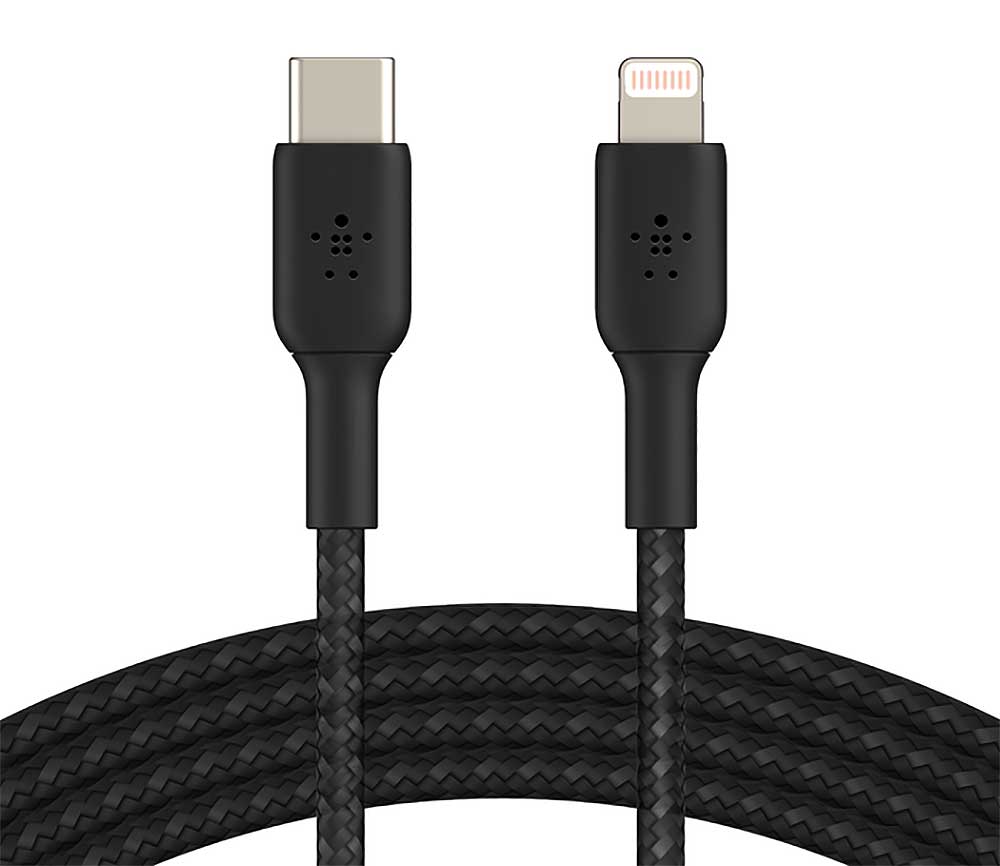 Belkin BOOST CHARGE 6.6 Feet Black Braided USB-C To Lightning Cable - CAA004BT2MBK - image 3