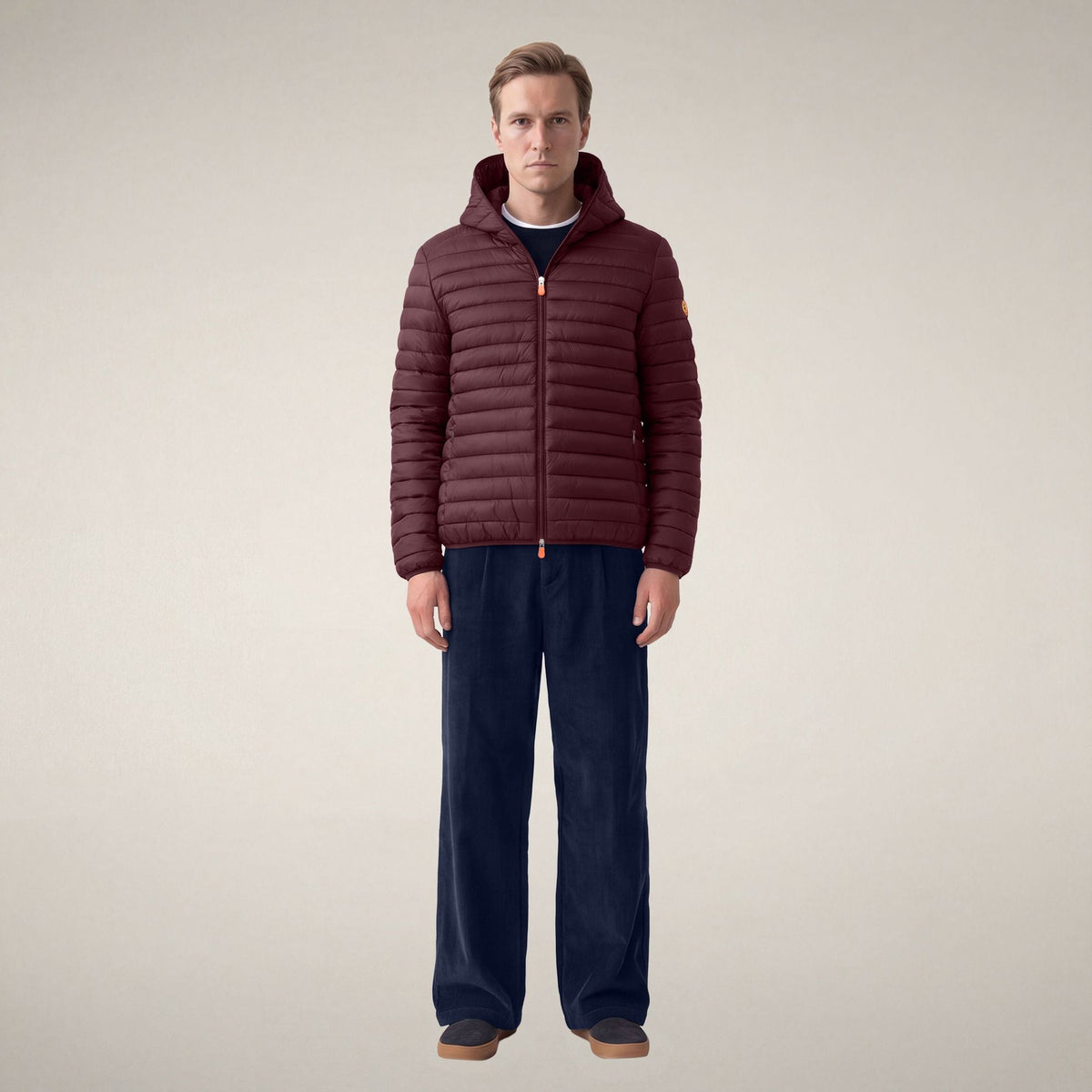 Men's Puffer Jacket Donald in Burgundy Black