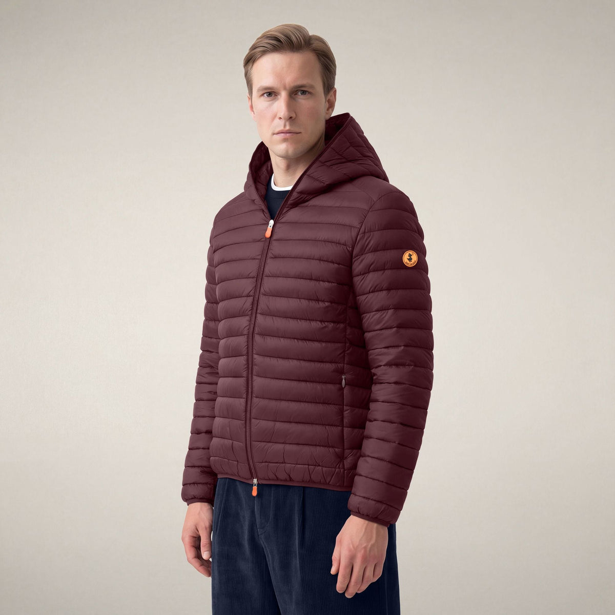 Men's Puffer Jacket Donald in Burgundy Black