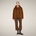 Women's Reversible Faux Fur Jacket Davina in Noisette Brown