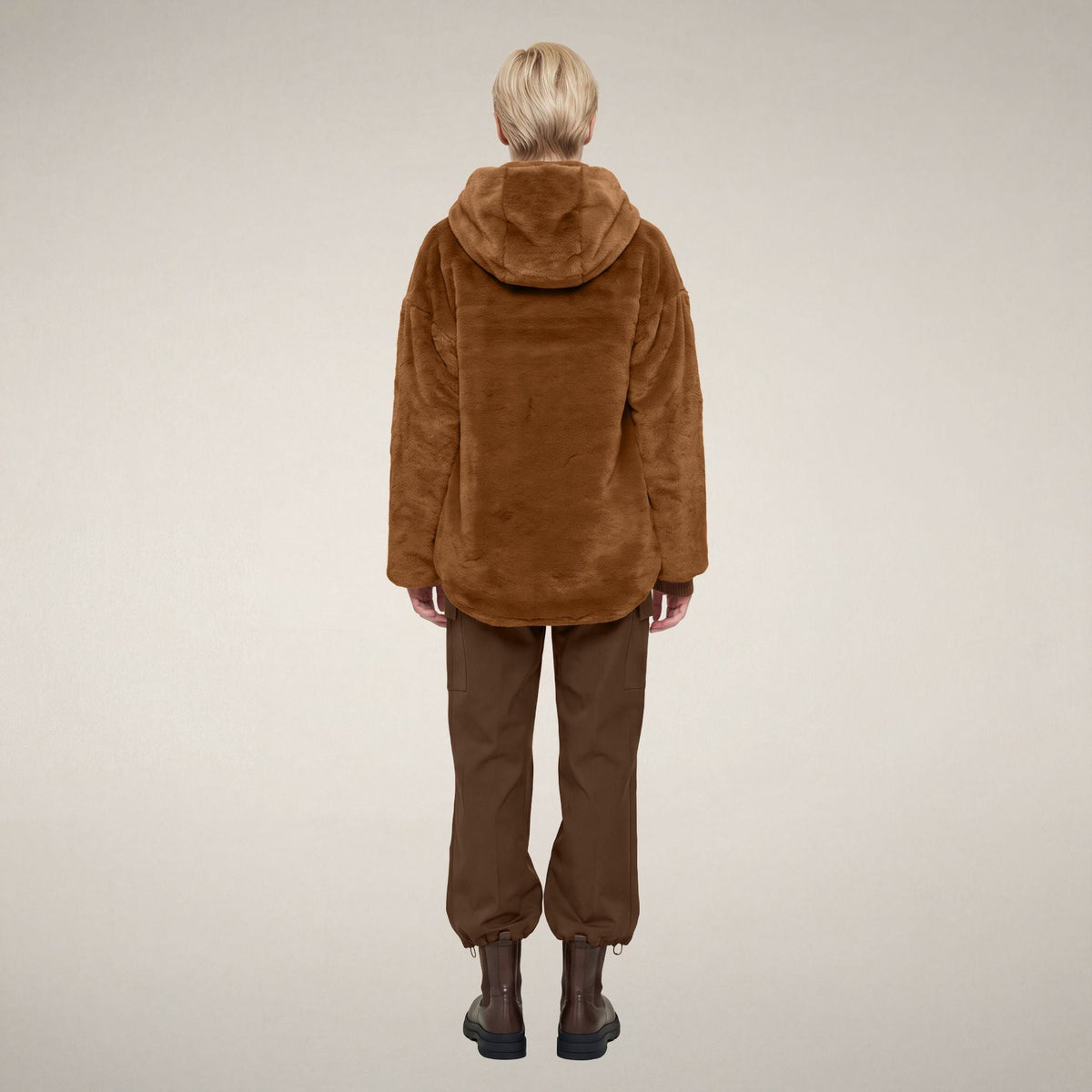 Women's Reversible Faux Fur Jacket Davina in Noisette Brown