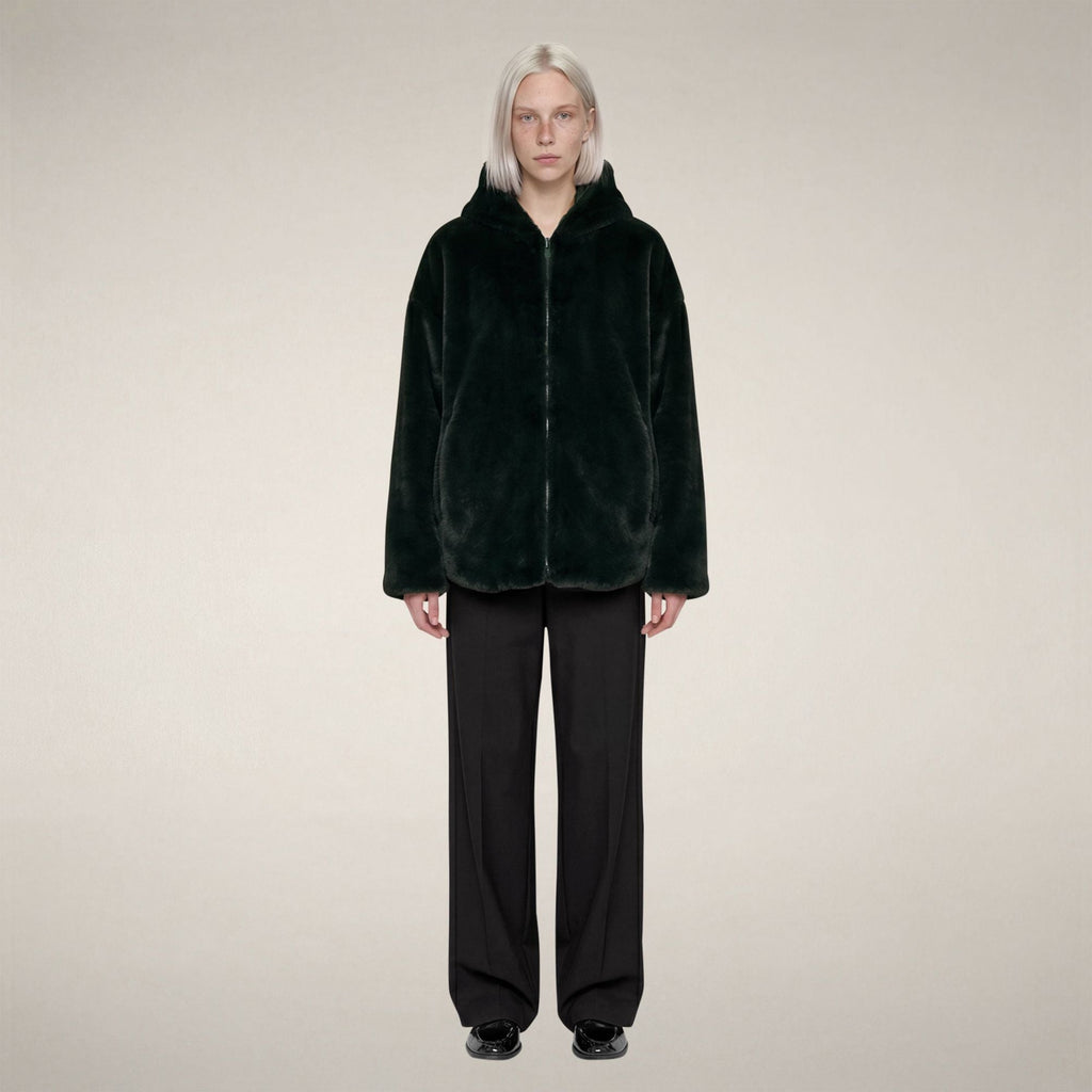 Women's Reversible Faux Fur Jacket Davina in Nori Green