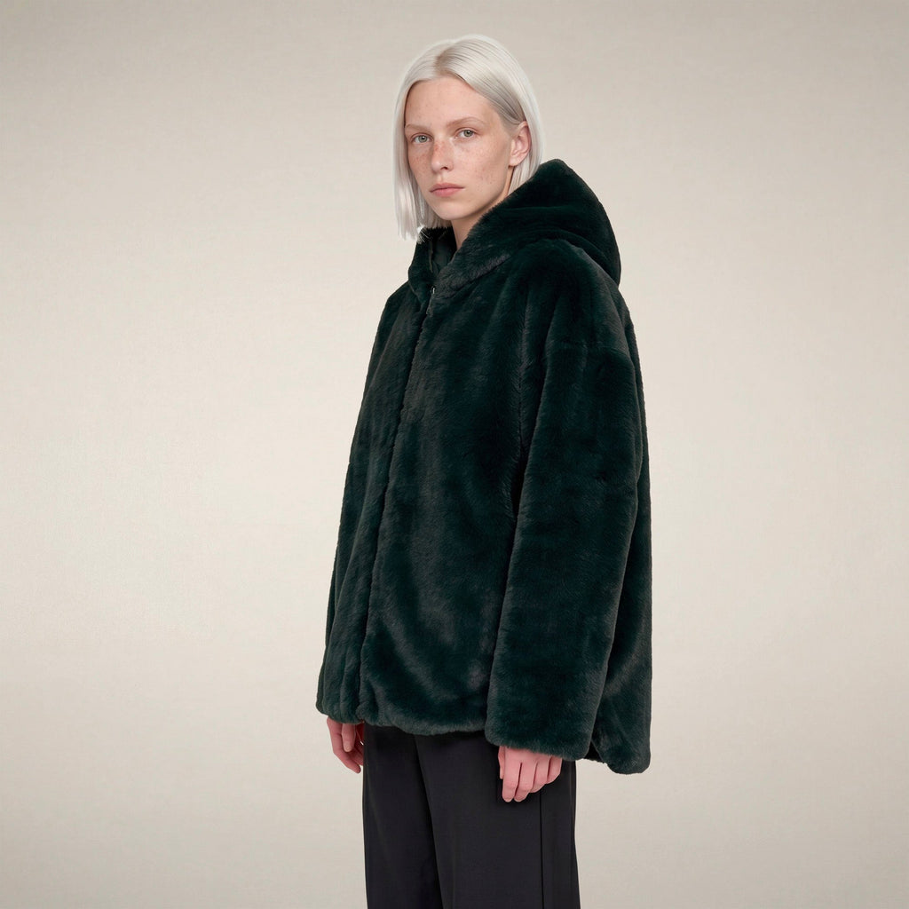 Women's Reversible Faux Fur Jacket Davina in Nori Green