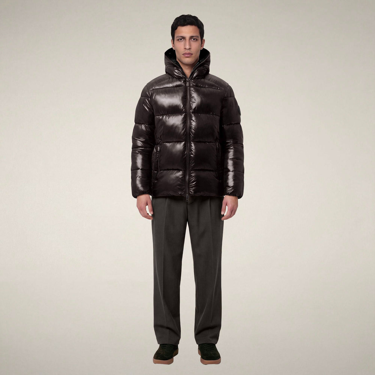 Men's Puffer Jacket Edgard in Brown Black