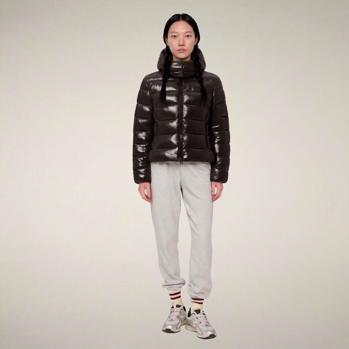 Women's Puffer Jacket Cosmary in Brown Black
