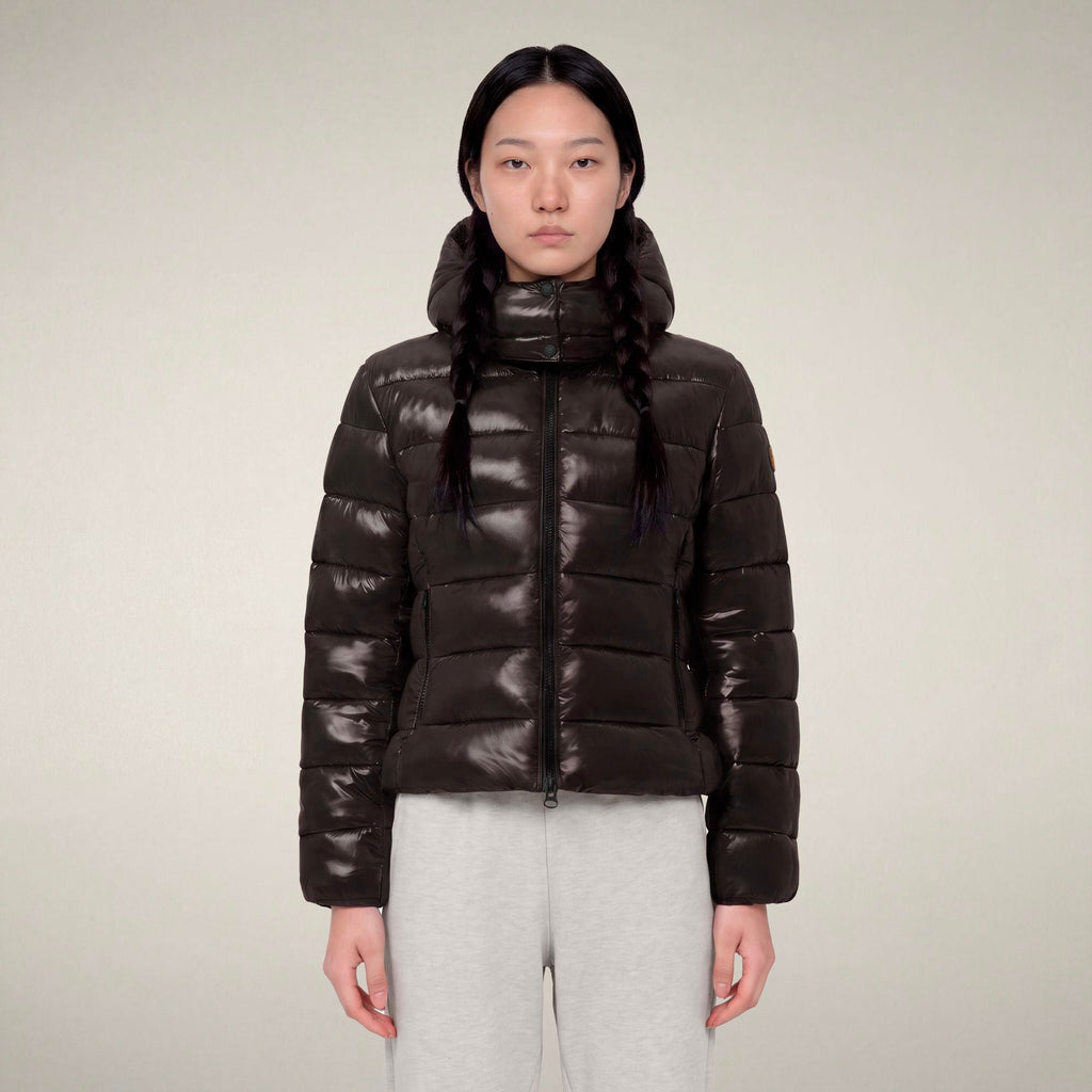 Women's Puffer Jacket Cosmary in Brown Black