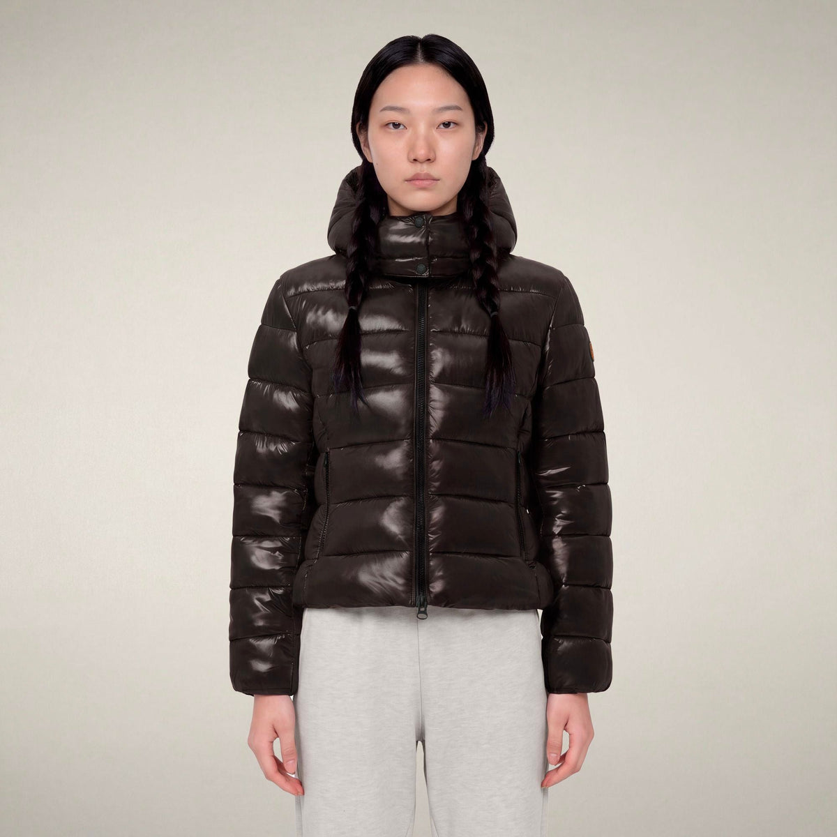 Women's Puffer Jacket Cosmary in Brown Black