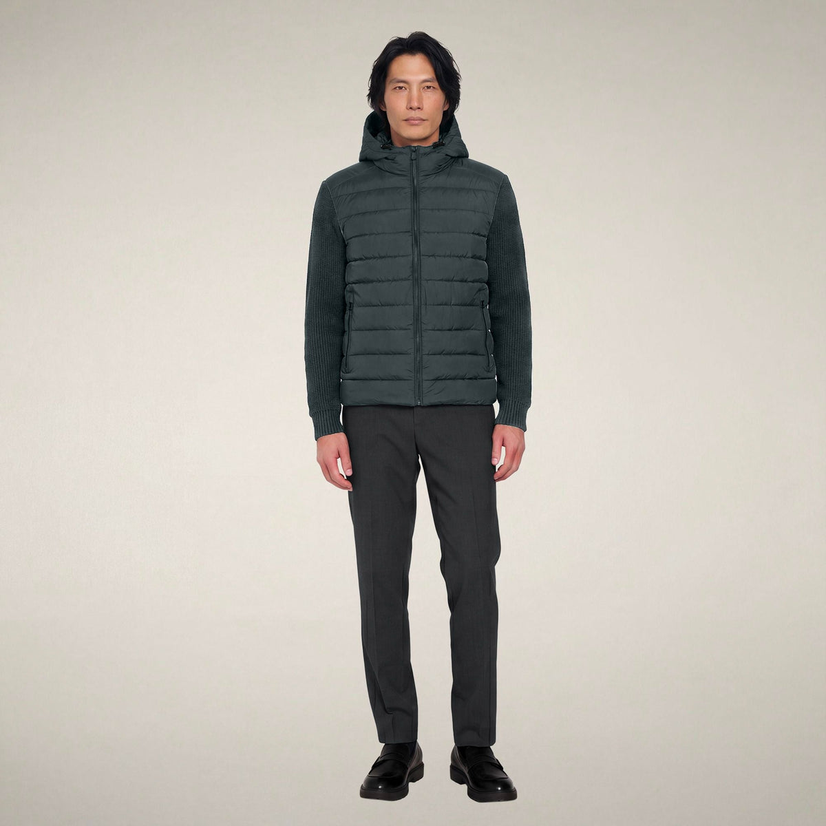 Men's Puffer Jacket Fen in Green Black