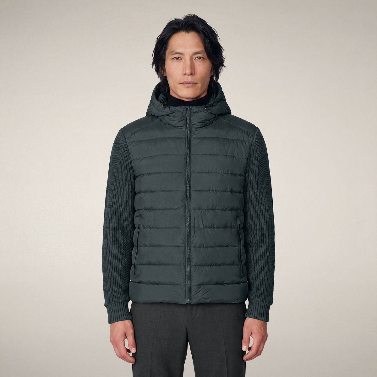 Men's Puffer Jacket Fen in Green Black