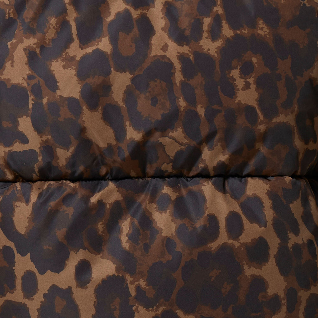 Women's Cropped Puffer Jacket Rhiannon in Dark Brown Leopard
