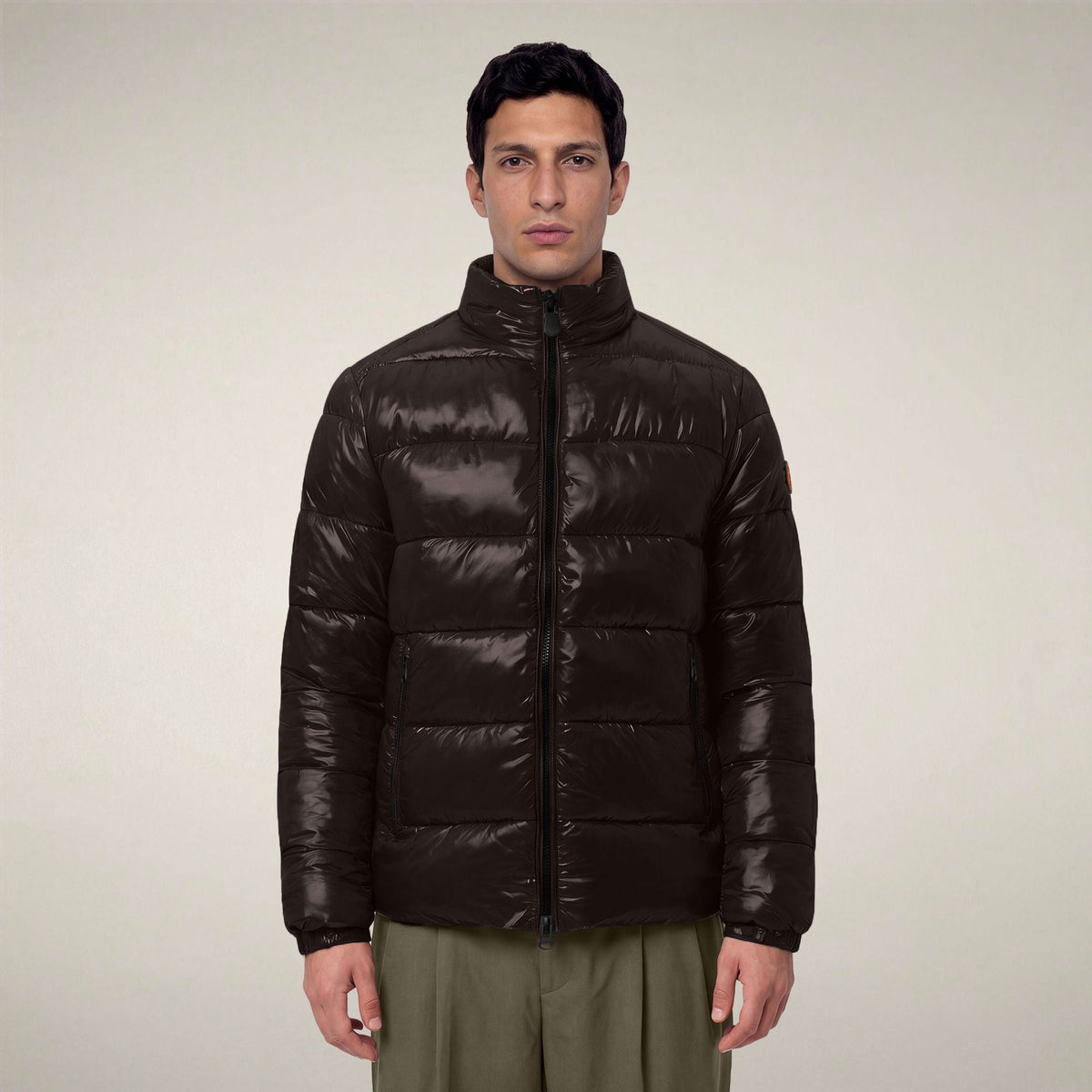 Men's Puffer Jacket Jobim in Brown Black