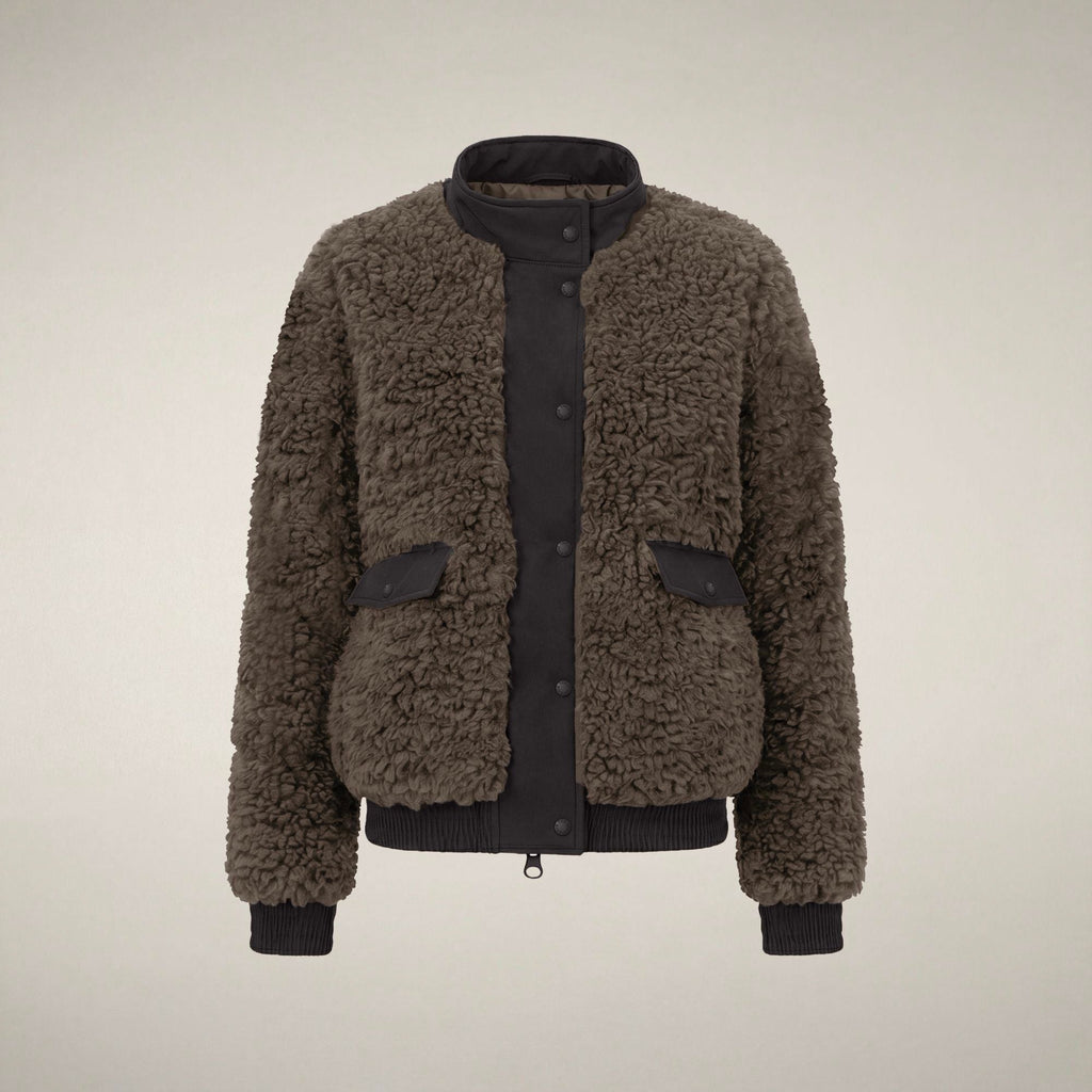 Women's Faux Fur Puffer Jacket Valery in Soil Brown