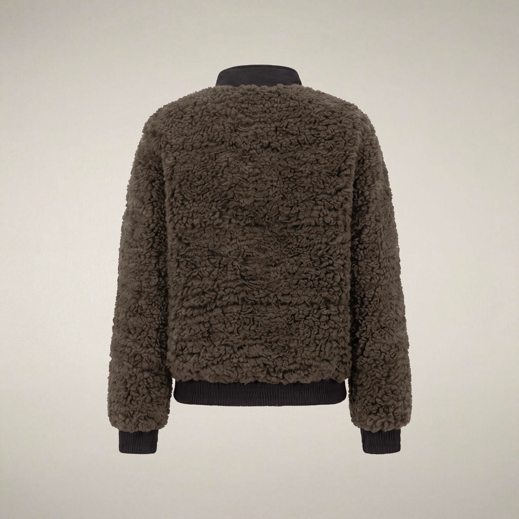 Women's Faux Fur Puffer Jacket Valery in Soil Brown