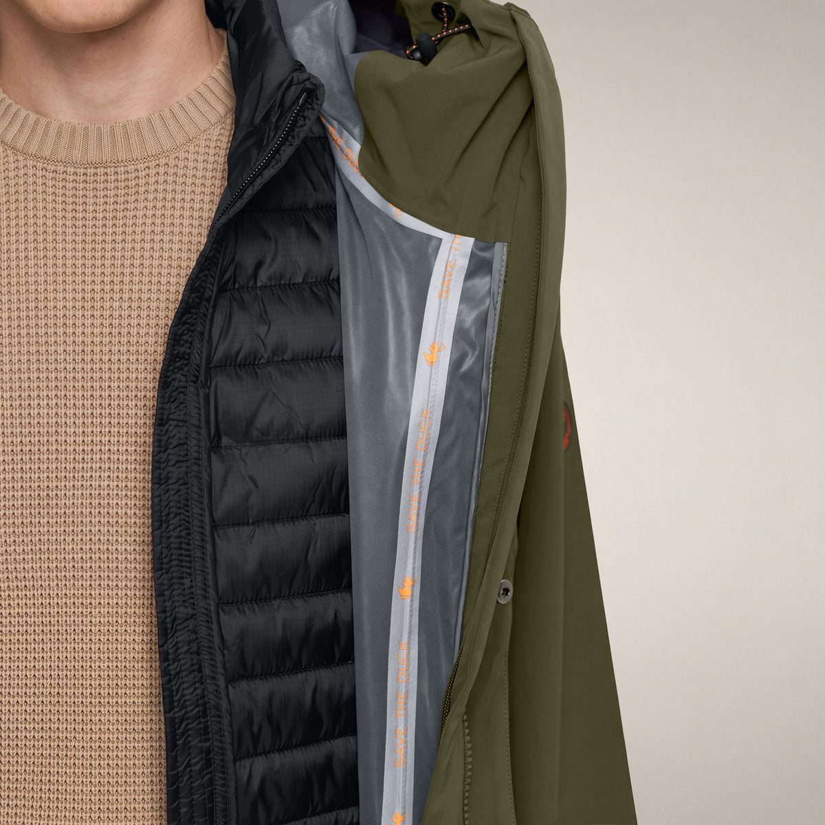 Men's 3-in-1 Parka Torvin Combined in Snake Green