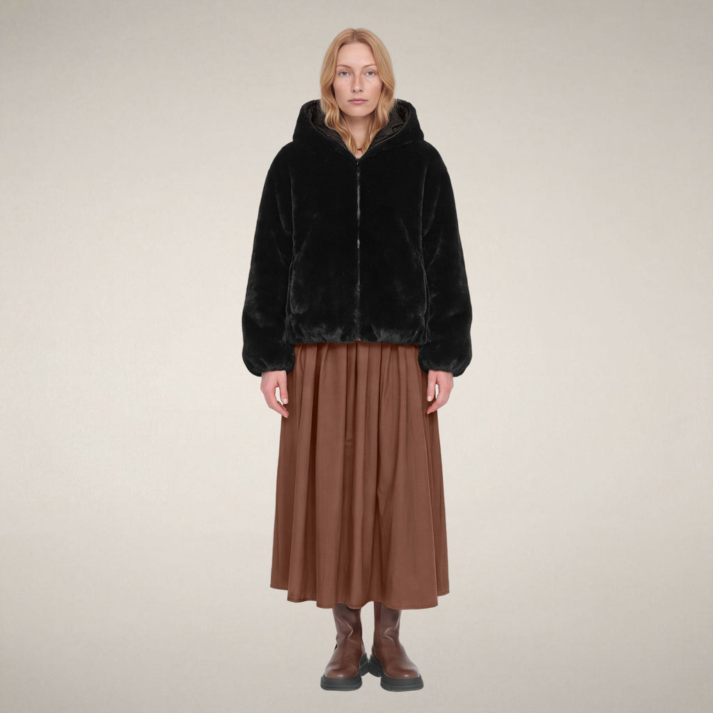Women's Reversible Faux Fur Jacket Laila in Black