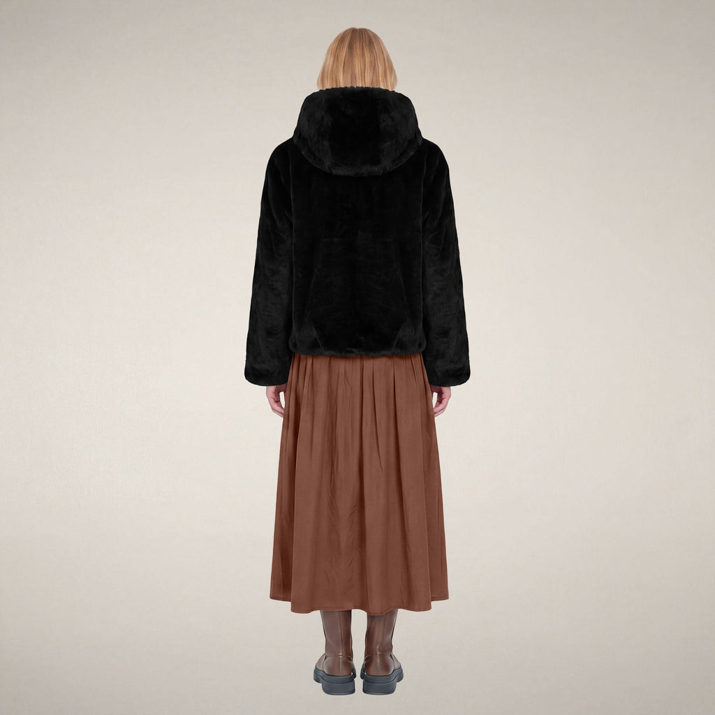 Women's Reversible Faux Fur Jacket Laila in Black