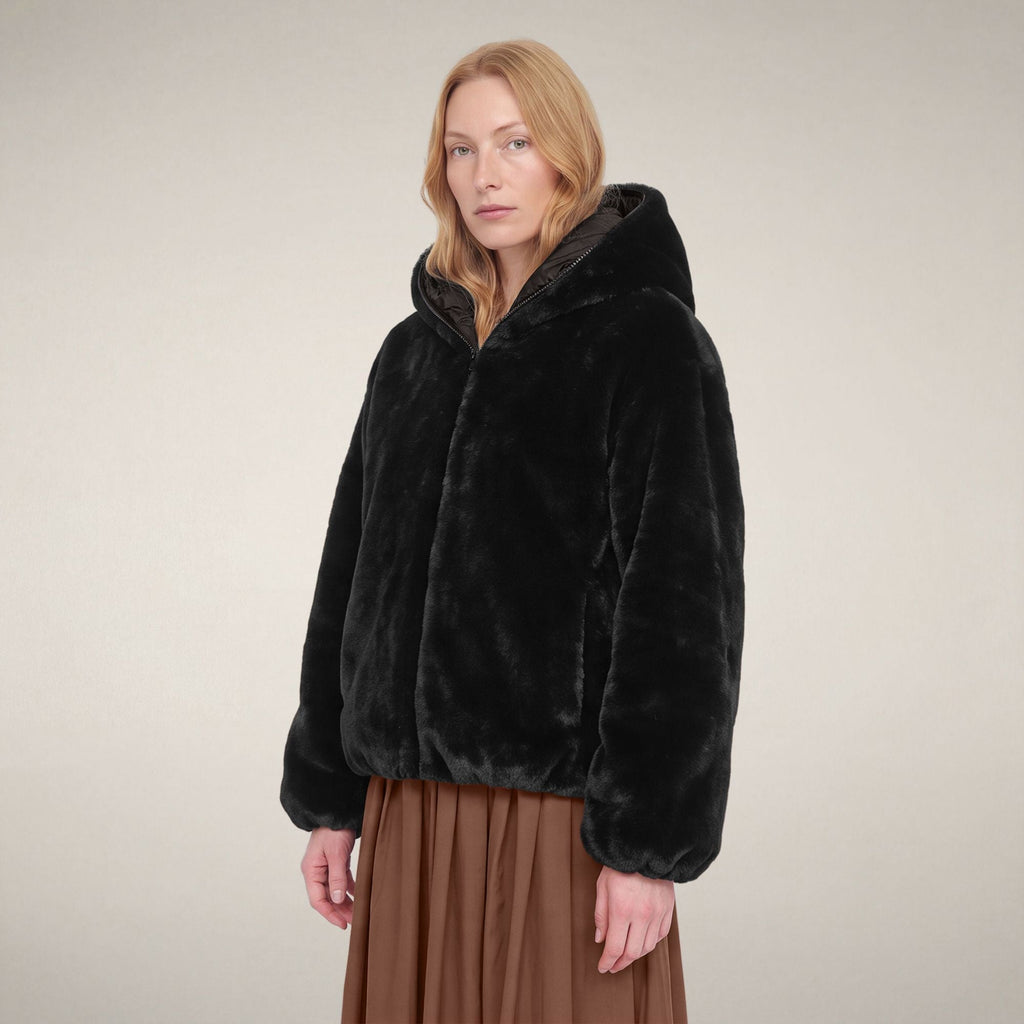 Women's Reversible Faux Fur Jacket Laila in Black