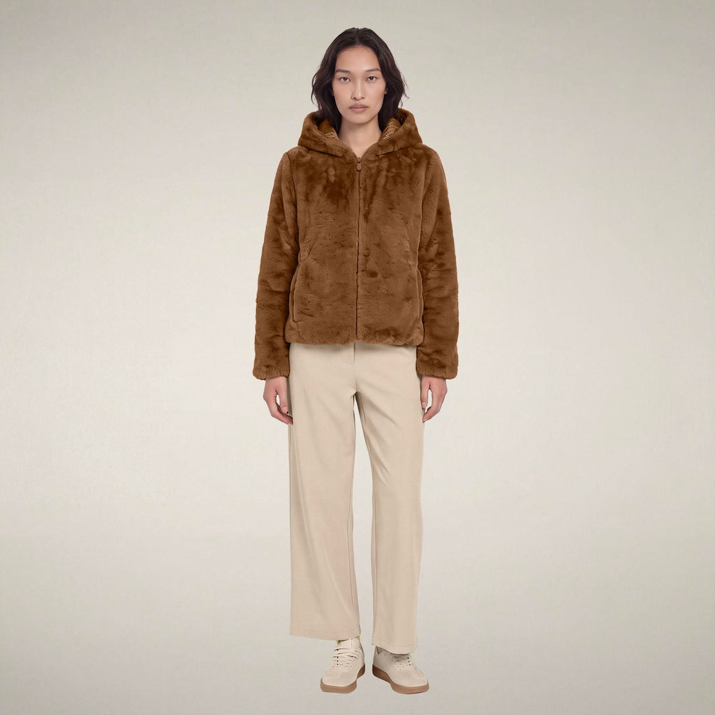 Women's Reversible Faux Fur Jacket Laila in Noisette Brown