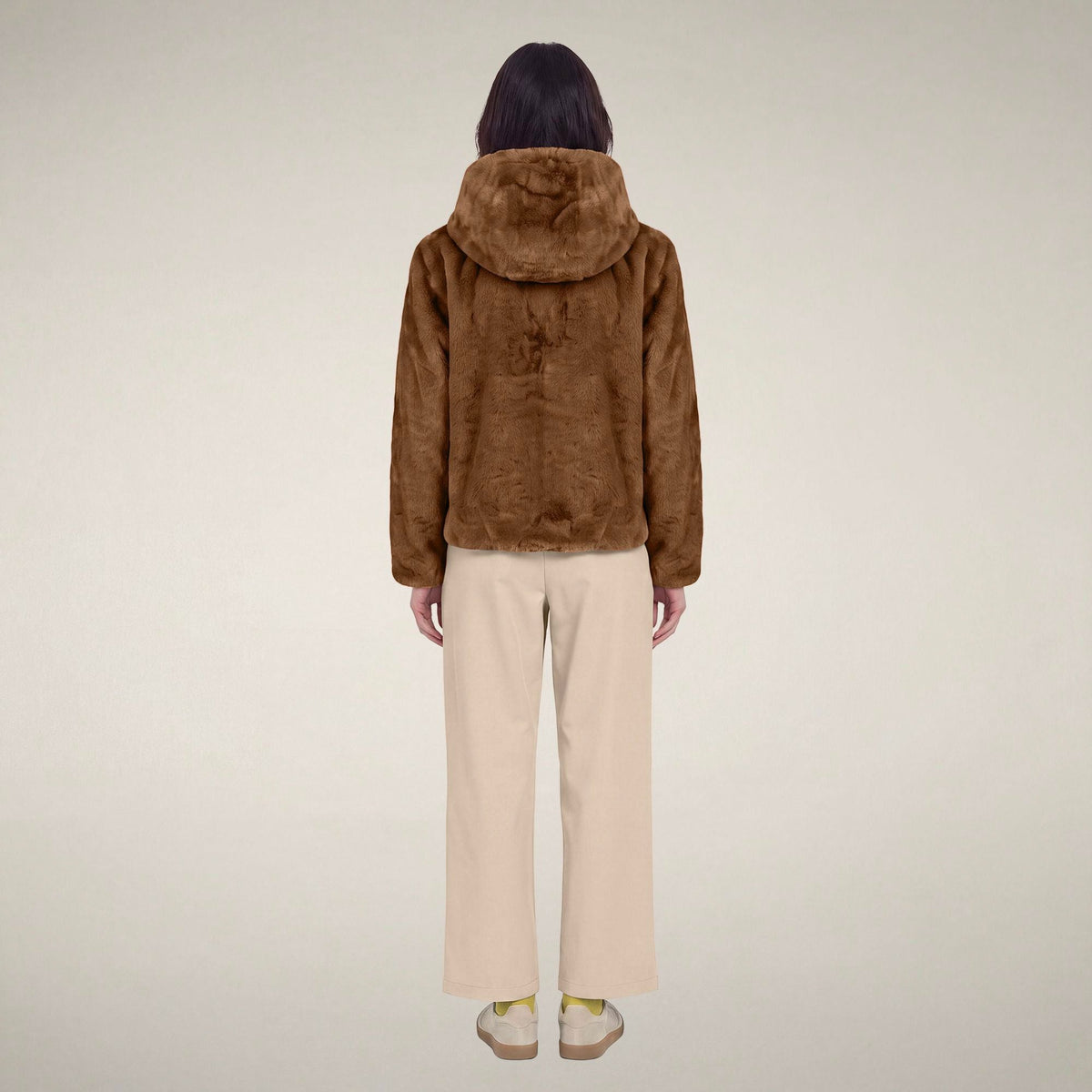 Women's Reversible Faux Fur Jacket Laila in Noisette Brown