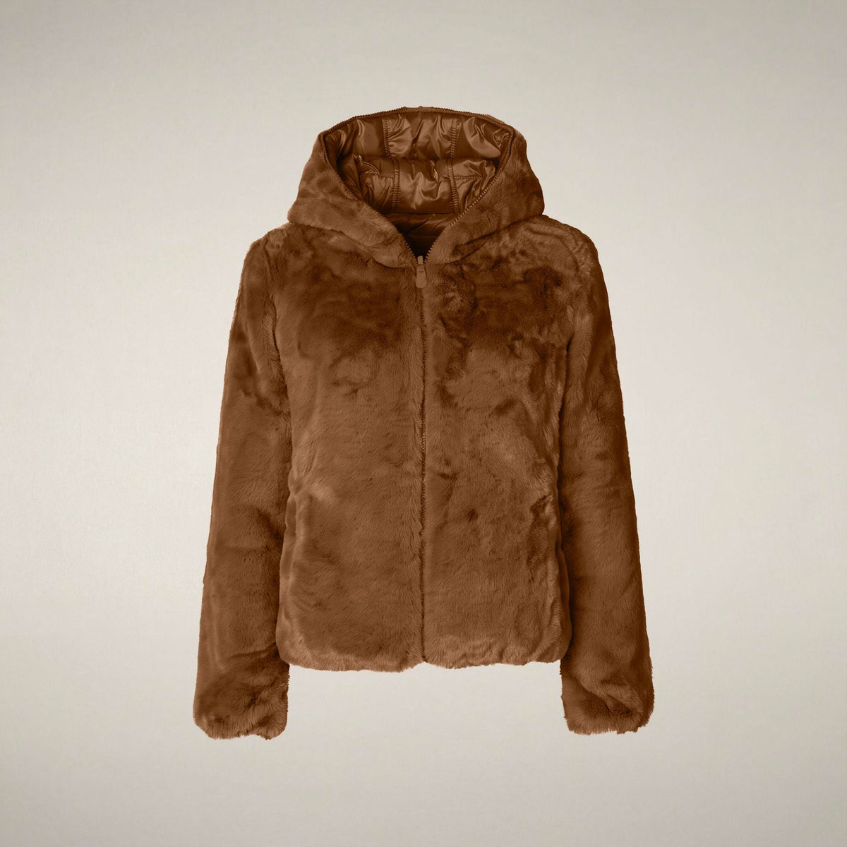 Women's Reversible Faux Fur Jacket Laila in Noisette Brown