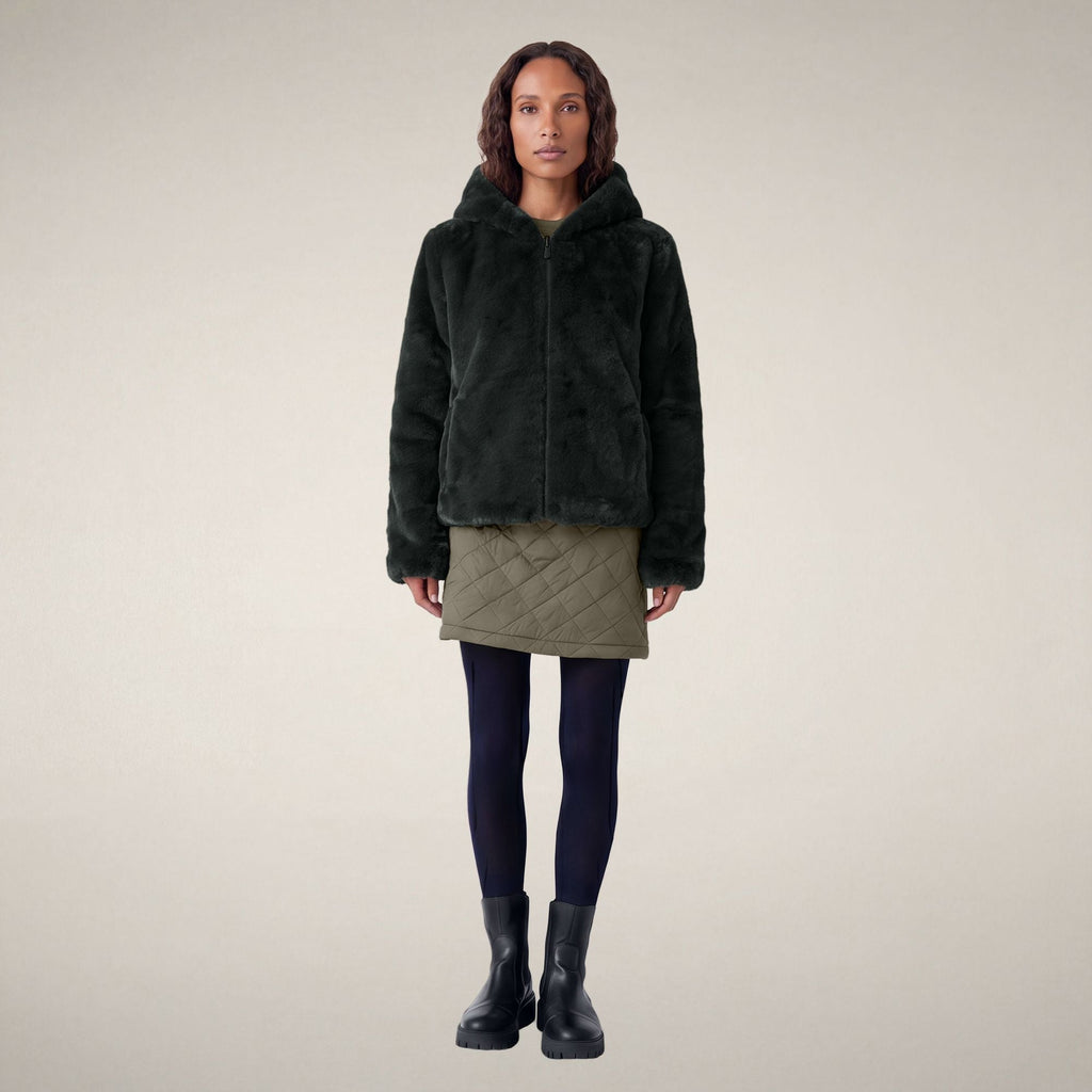 Women's Reversible Faux Fur Jacket Laila in Nori Green