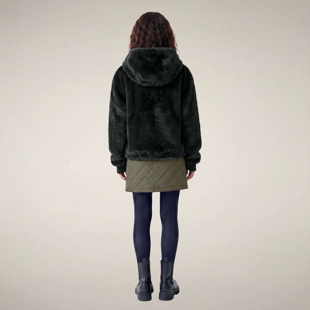 Women's Reversible Faux Fur Jacket Laila in Nori Green