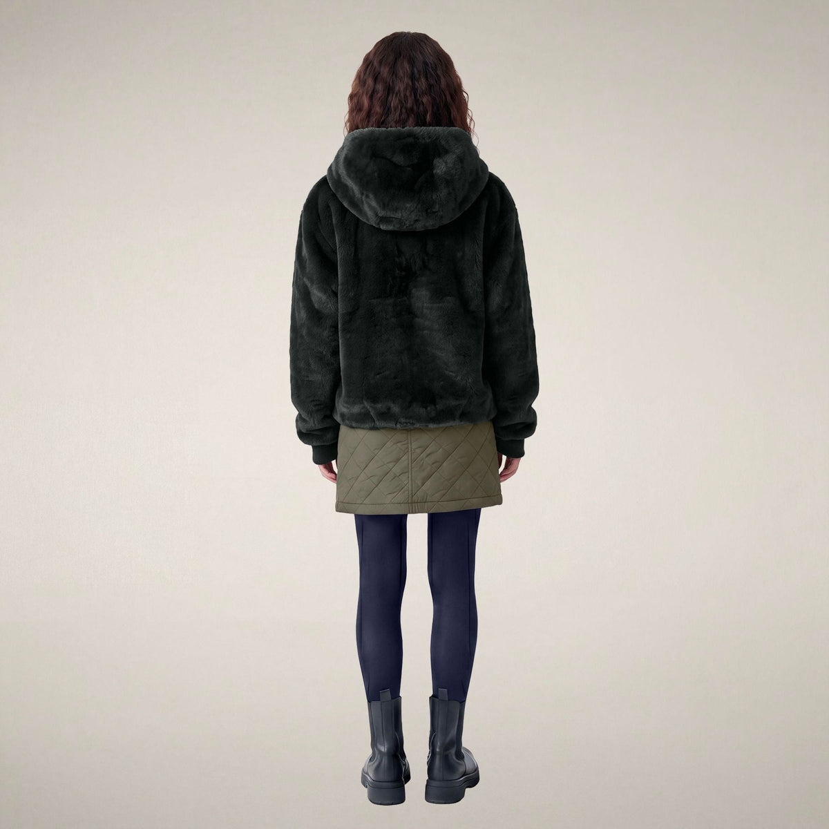 Women's Reversible Faux Fur Jacket Laila in Nori Green