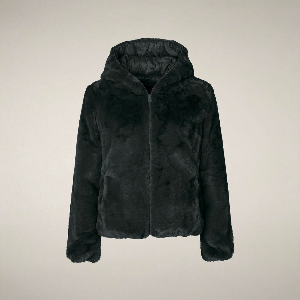 Women's Reversible Faux Fur Jacket Laila in Nori Green