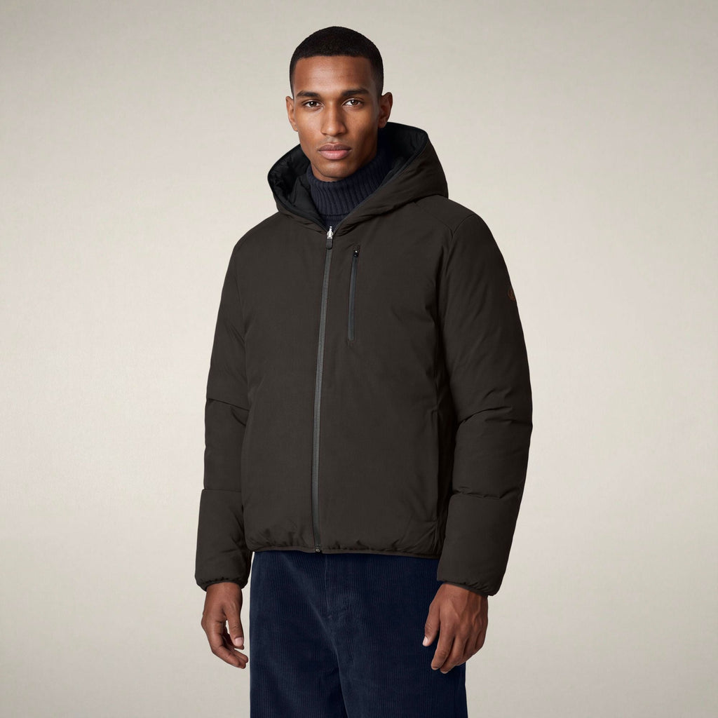 Men's Reversible Puffer Jacket Ezra in Brown Black