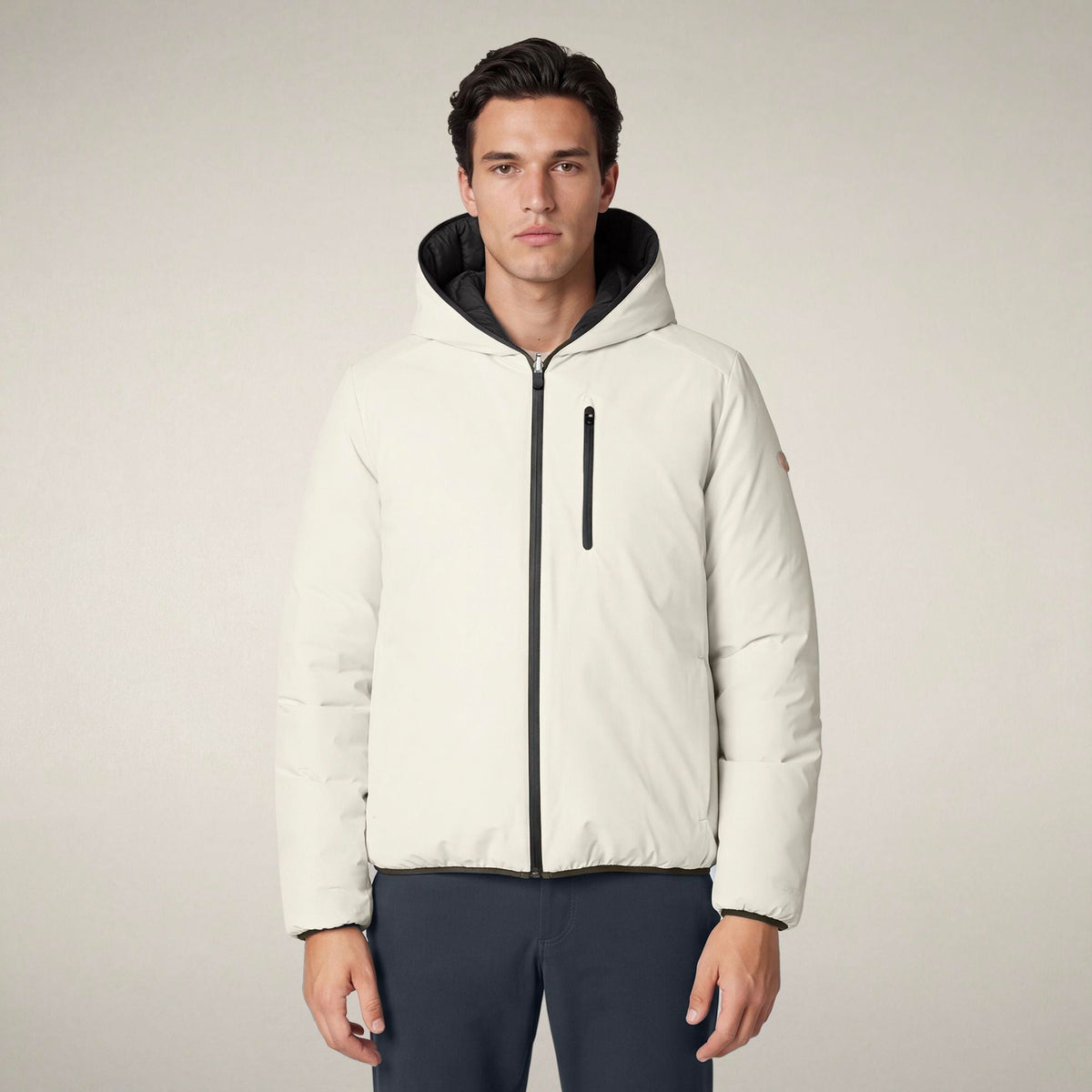 Men's Reversible Puffer Jacket Ezra in Rainy Beige