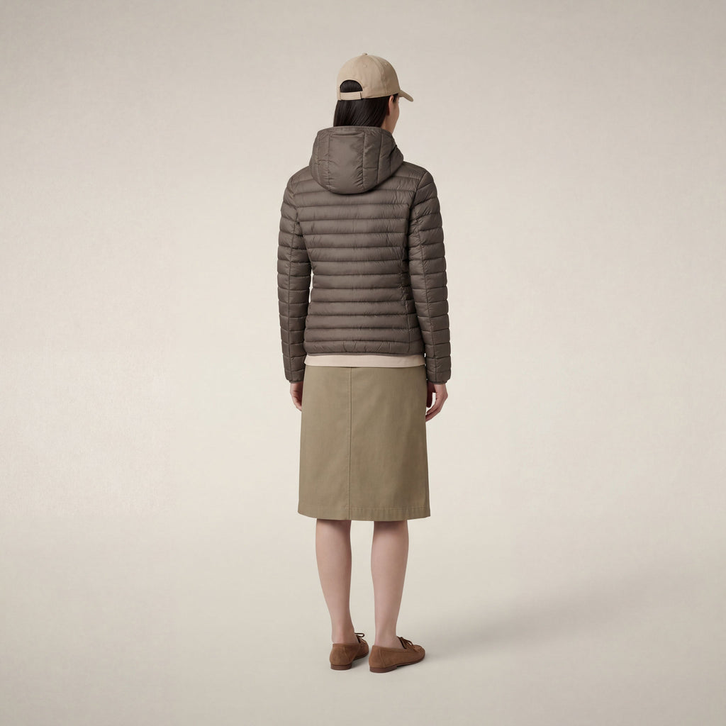 Women's  hooded puffer jacket Daisy in elephant grey