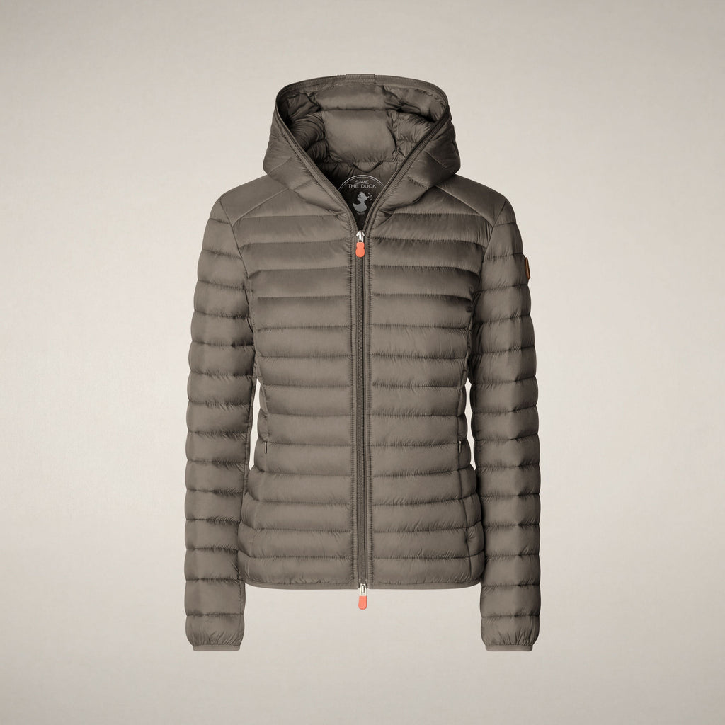 Women's  hooded puffer jacket Daisy in elephant grey