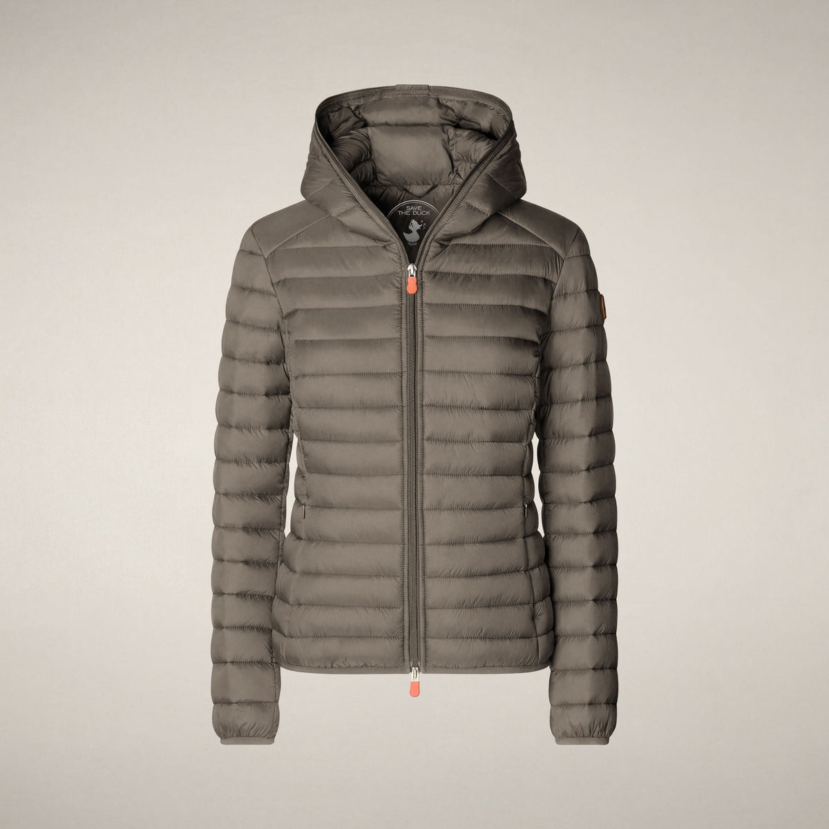 Women's  hooded puffer jacket Daisy in elephant grey