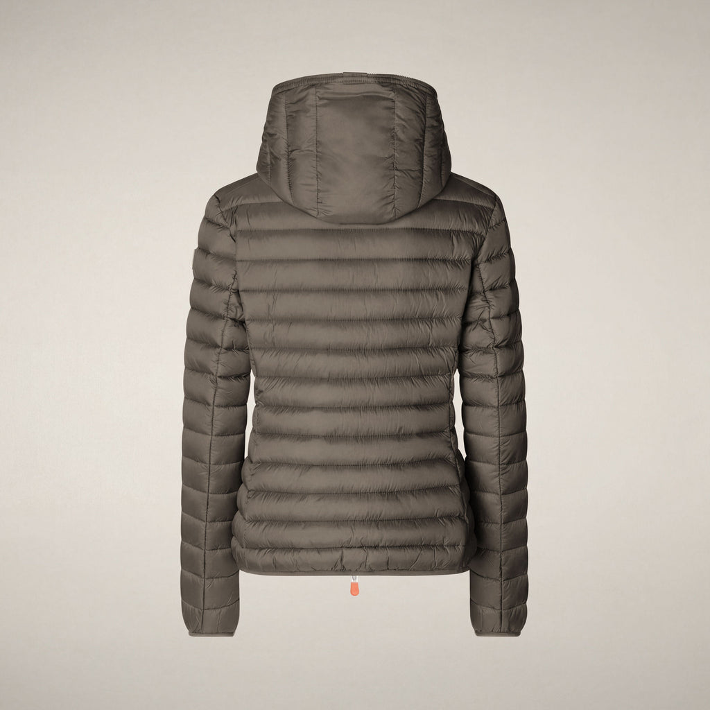 Women's  hooded puffer jacket Daisy in elephant grey