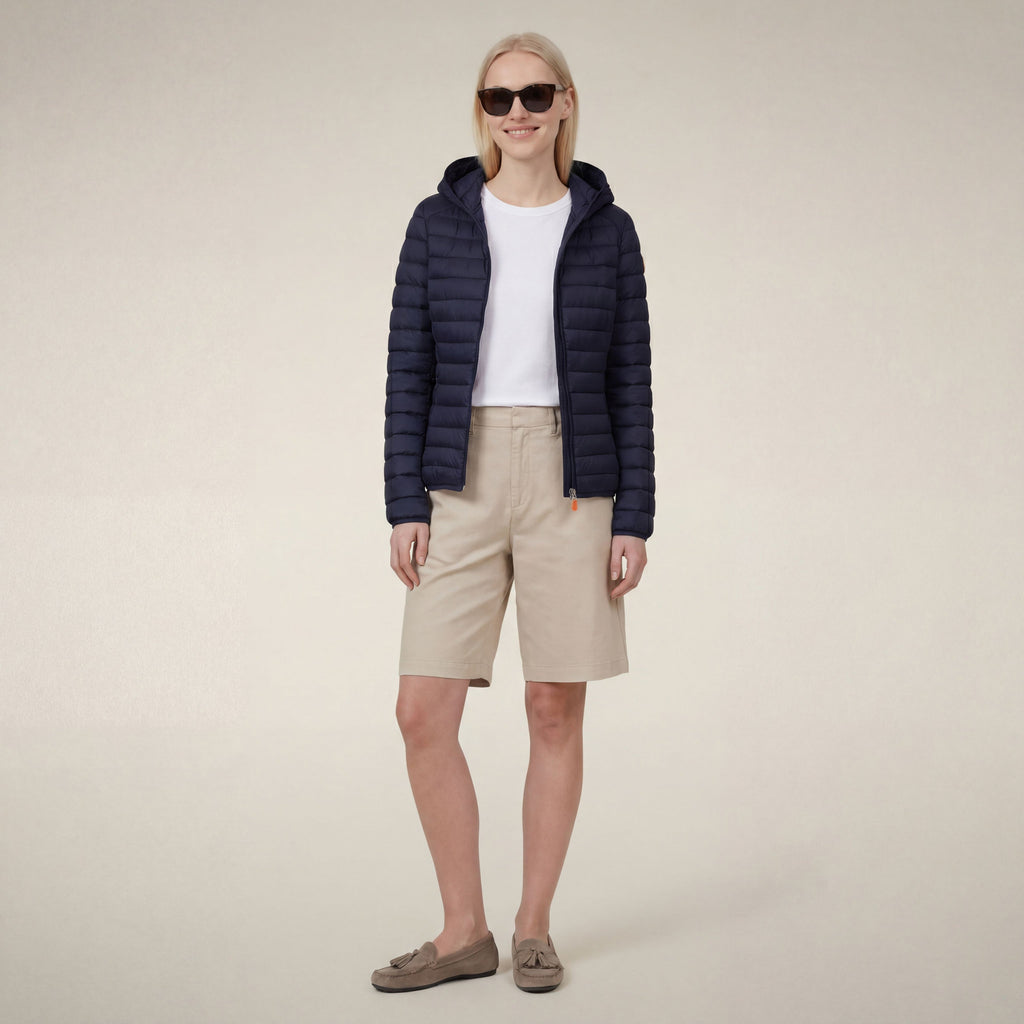 Women's  hooded puffer jacket Daisy in navy blue