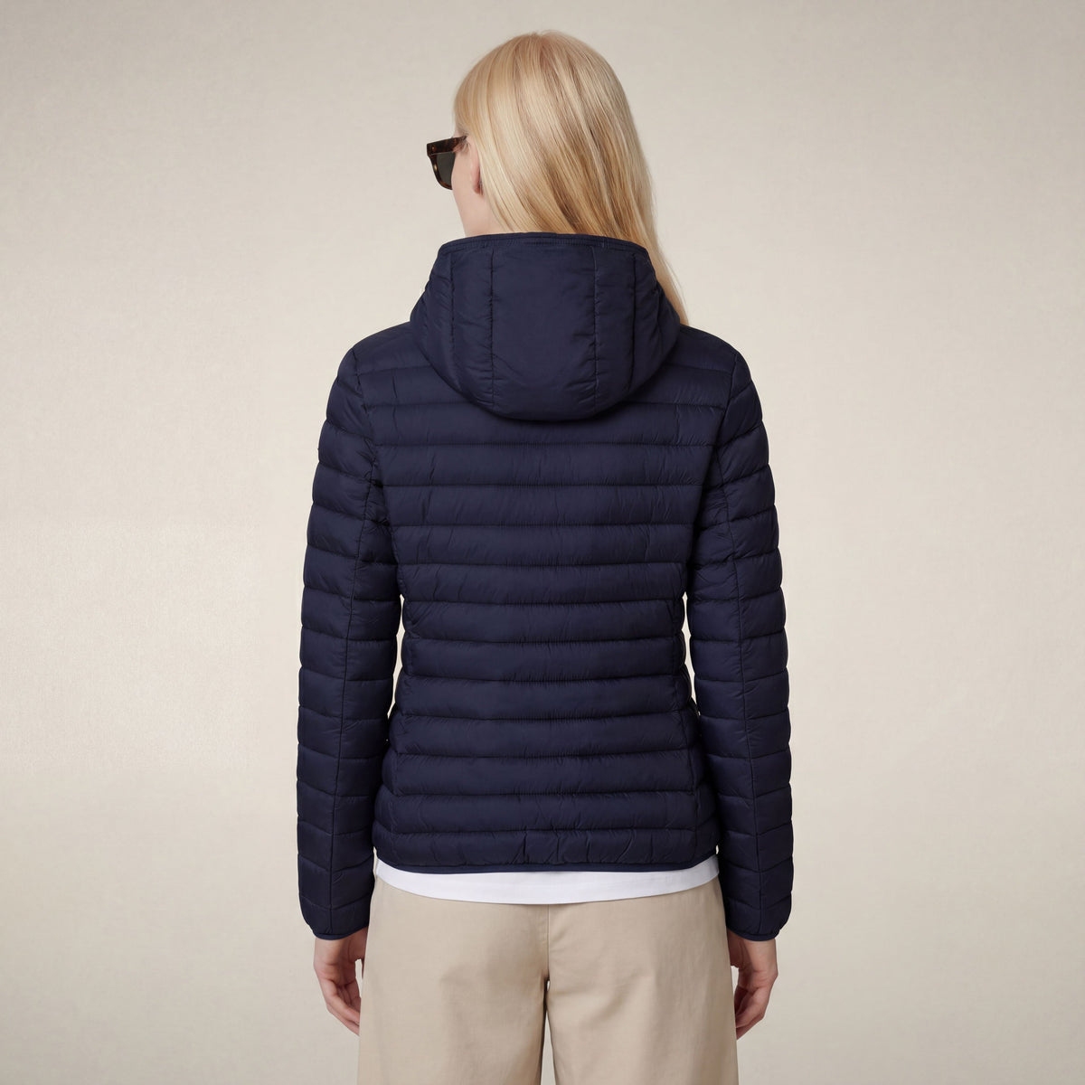 Women's  hooded puffer jacket Daisy in navy blue