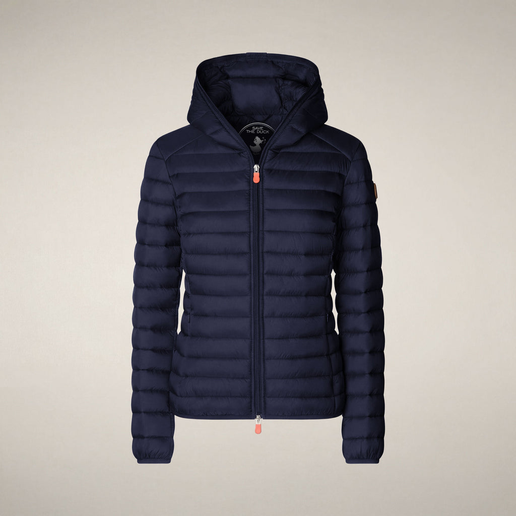Women's  hooded puffer jacket Daisy in navy blue