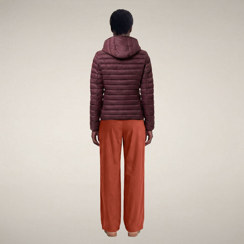 Women's Puffer Jacket Daisy in Burgundy Black