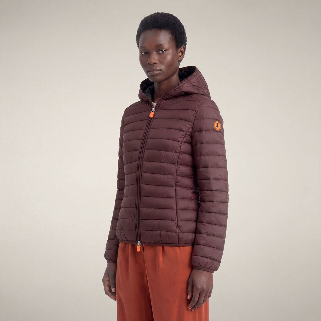 Women's Puffer Jacket Daisy in Burgundy Black