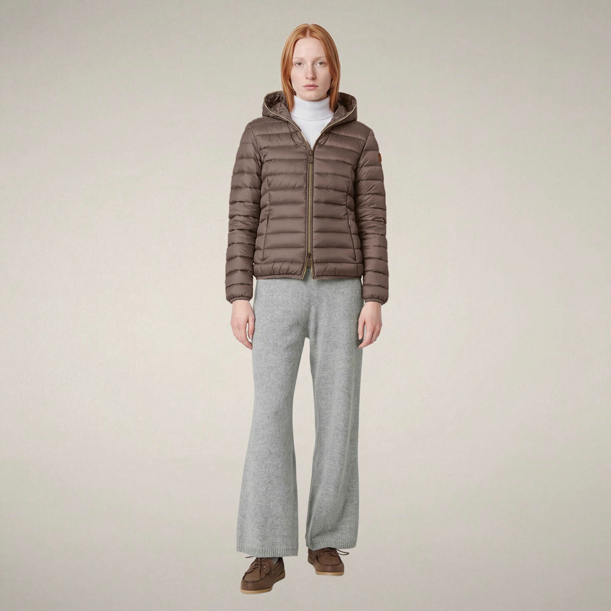 Women's Puffer Jacket Alexis in Mud Grey