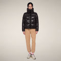 Women's Puffer Jacket Isla in Brown Black
