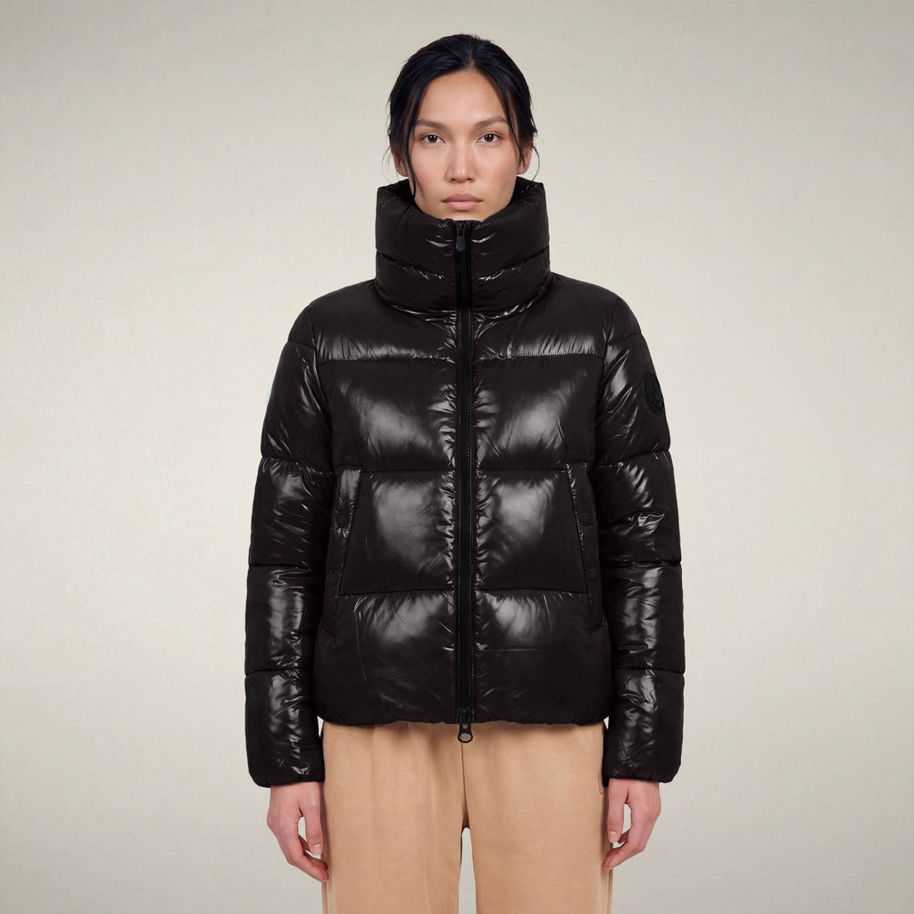 Women's Puffer Jacket Isla in Brown Black