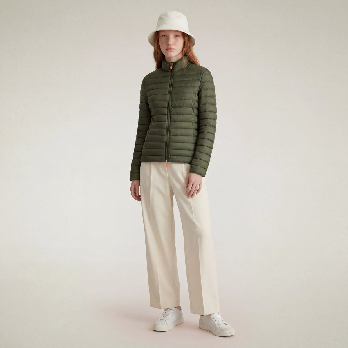Women's animal free puffer jacket Carly in dusty olive