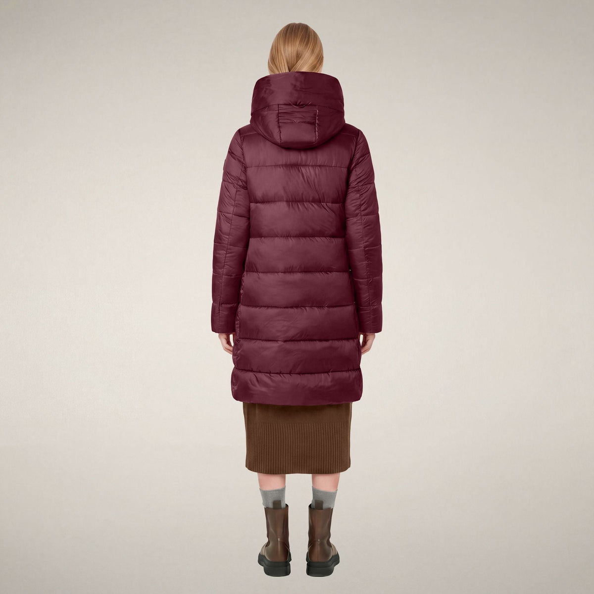 Women's Puffer Coat Lysa in Wine Red