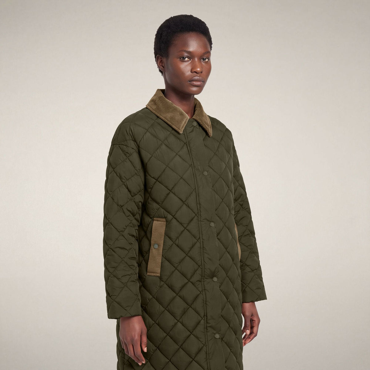 Women's Puffer Coat Sadie in Snake Green