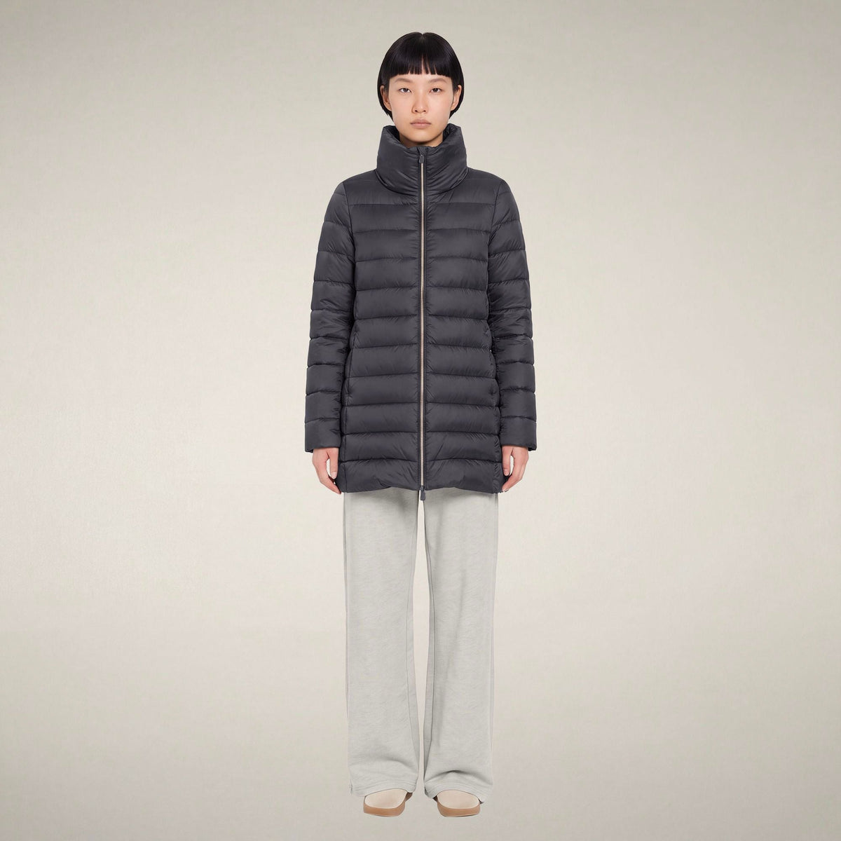 Women's Puffer Coat Lydia in Ebony Grey