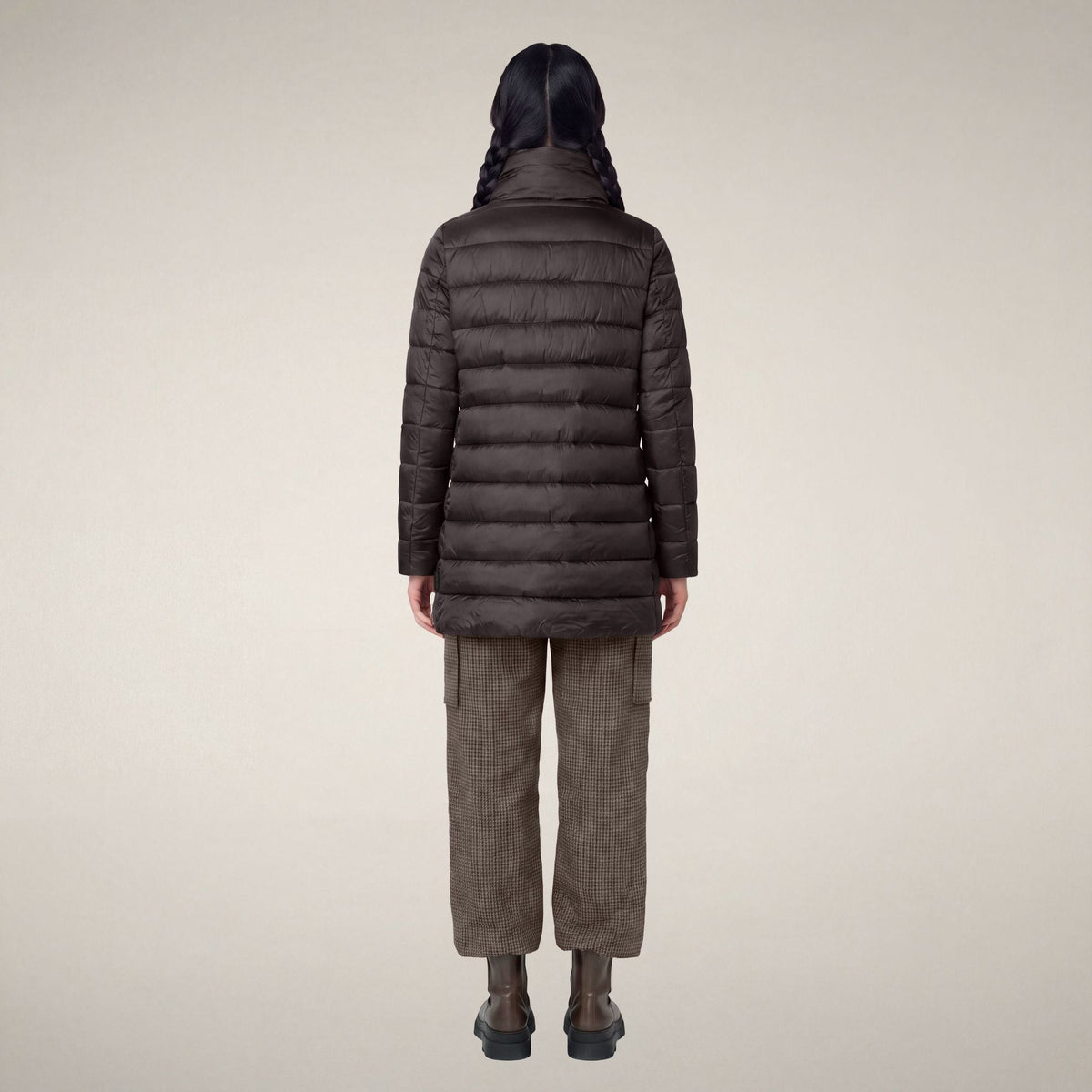 Women's Puffer Coat Lydia in Brown Black