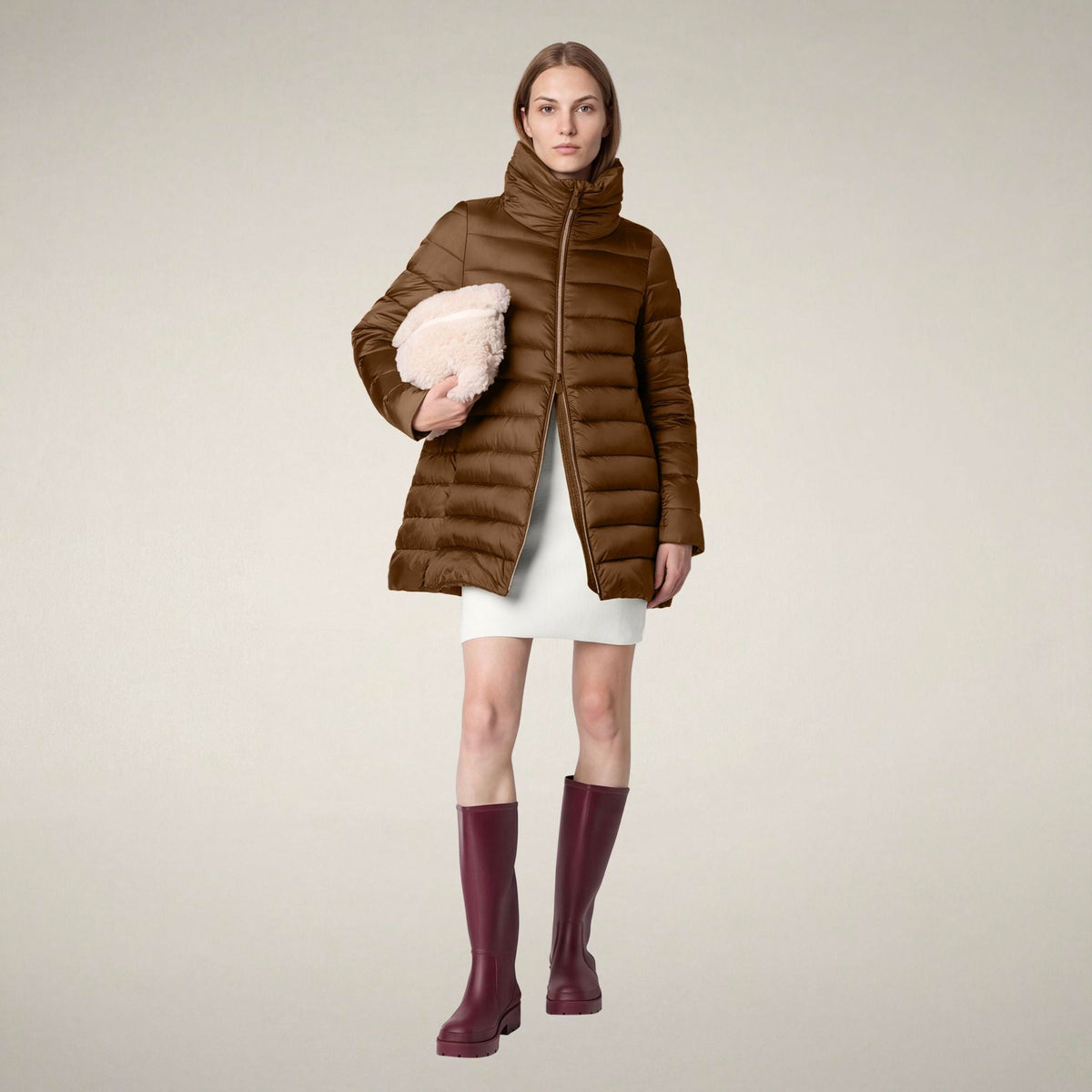 Women's Puffer Coat Lydia in Noisette Brown
