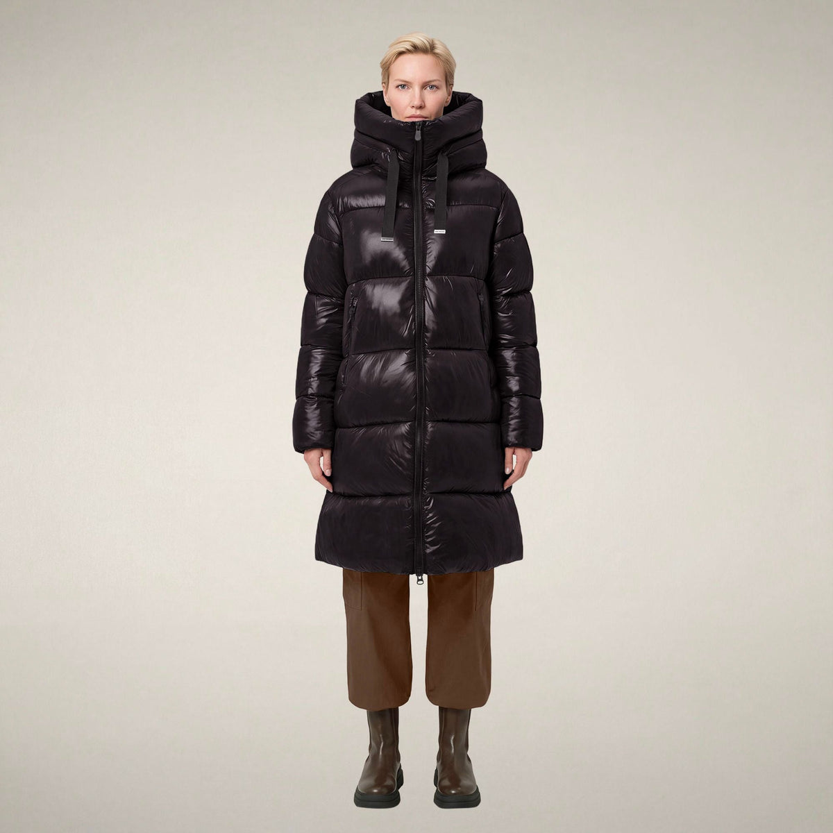 Women's Puffer Coat Isabel in Brown Black